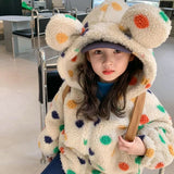 Girl Jacket Girls' Coat Rainbow Dot Hooded