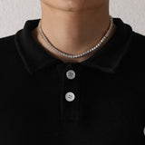 Zircon necklace spring buckle copper micro-paved zircon single row chain