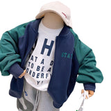 Boy Jacket Children's Autumn and Winter Clothes Boys' Jacket Fleece Padded Coat Middle Children Sweatshirt Baseball Uniform Tide