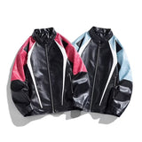 Unisex Baseball Jersey PU Leather Jacket Spring/Autumn Stand-Up Jacket