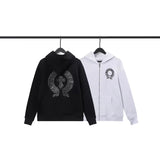 CHH Chrome Heart Hoodie Crowe hooded sweater cross cardigan loose terry jacket