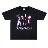 Rock Star T Shirt Raekwon Printed T-shirt Short Sleeve Loose Washed-out Distressed Men and Women