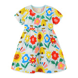 Girl Dress Children's Skirt Summer Dress Knitted Cotton Cartoon round Neck Princess Dress