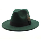 Walter White Hats Fashion Couple Feather Woolen Top Hat Flat Brim Big Brim Jazz Hat