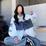 Unisex Baseball Jersey Fall Retro Denim Jacket