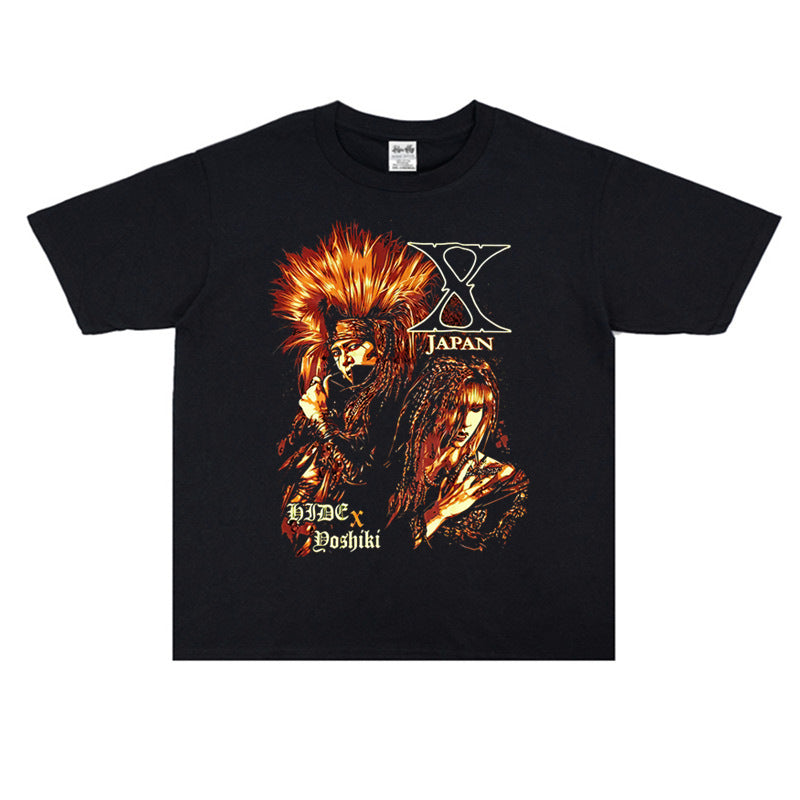 Rock Star T Shirt Rock Band Printing Pure Cotton Loose T-shirt Men's and Women's Fashion Short Sleeve