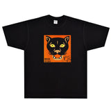 Rock Star T Shirt Black Panther Band T-shirt American Retro Street Loose Printed Cotton Short Sleeve