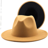 Walter White Fedora Woolen Hat Double-Sided Color Matching Felt Cap Flat Brim Fedora Hat