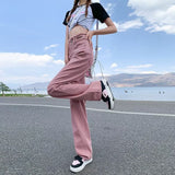Unisex Jeans Dirty Pink Jeans Wide Legs High Waist