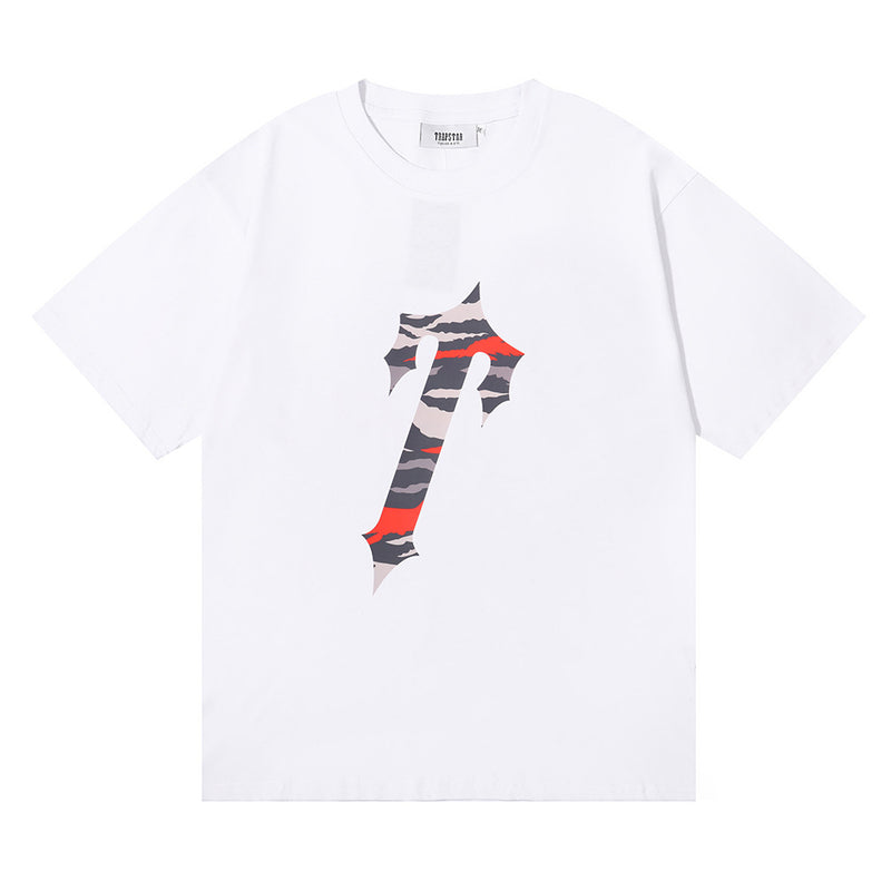 Trapstar T Shirts Trapstar Red Camouflage Print Casual Short Sleeve T-Shirt