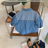 Boy Jacket Spring Boys' Cow Shirt Striped Lapel Shirt Fashionable Jacket