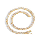 Zircon necklace front and back triangle rhombus tennis chain