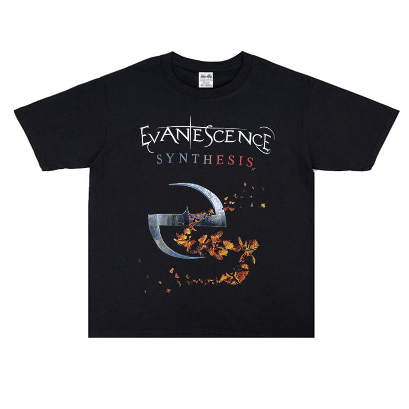 Rock Star T Shirt Evanescence Disillusionment Rock Band Printed Personalized T-shirt Short Sleeve Loose Cotton