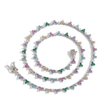 Zircon necklace flower-shaped colorful necklace