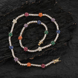 Zircon necklace colorful small flower-shaped zircon single row chain