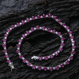 Zircon necklace three-prong colorful mixed tennis chain