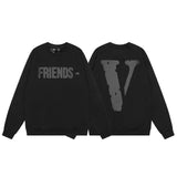 Vlone Sweatshirts Autumn and Winter Letter Big V Pattern Crew Neck