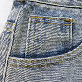 HS jeans Vintage Ripped Denim Shorts with Star Graphic and Distressed Details