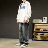 Unisex Jeans Washed Old Jeans Loose Casual Pants