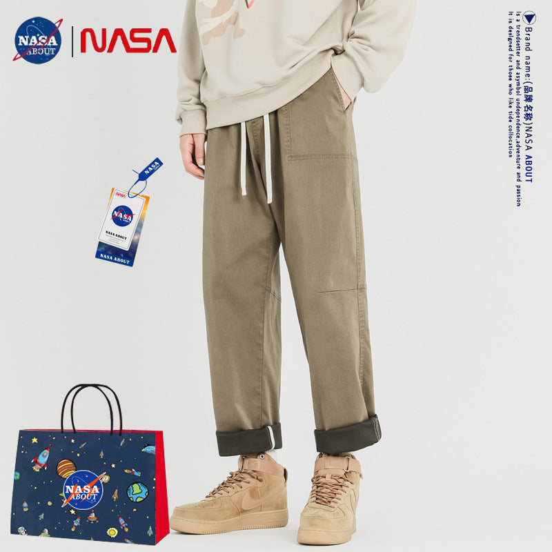 Nasa Sweatpants Men's Spring and Autumn Straight Pants Loose Autumn and Winter Leisure