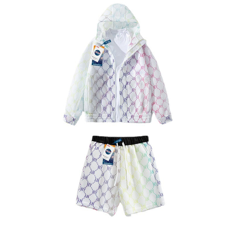 Nasa Tracksuit Men's Summer Fashion Brand Ins Summer Leisure Two-Piece Suit