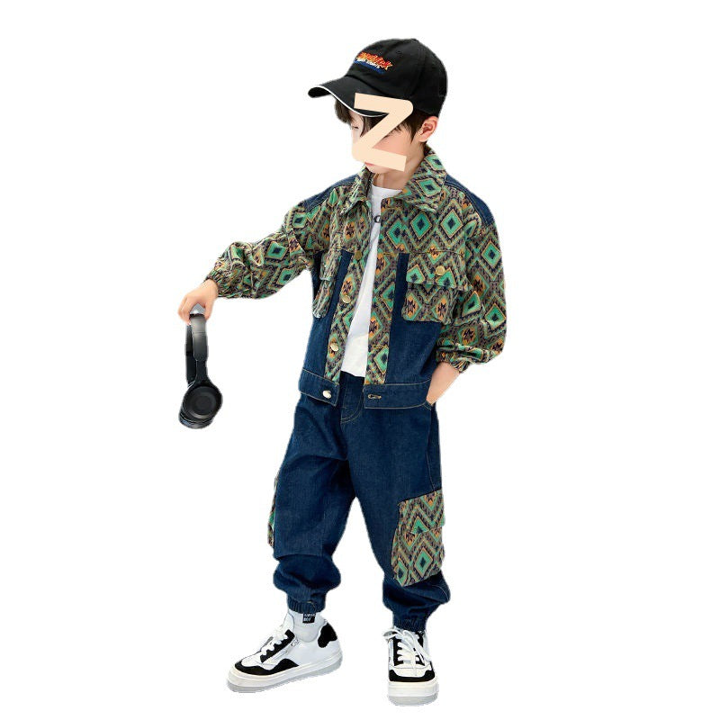 Boy Jacket Fried Street Boys Spring Denim Suit Boys Korean Fashion Clothes Fashion