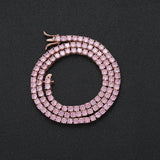 Zircon necklace pink zirconium tennis chain