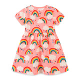 Girl Dress Children's Skirt Style Knitted Cotton Girls' Short Sleeve Dress Cartoon Print