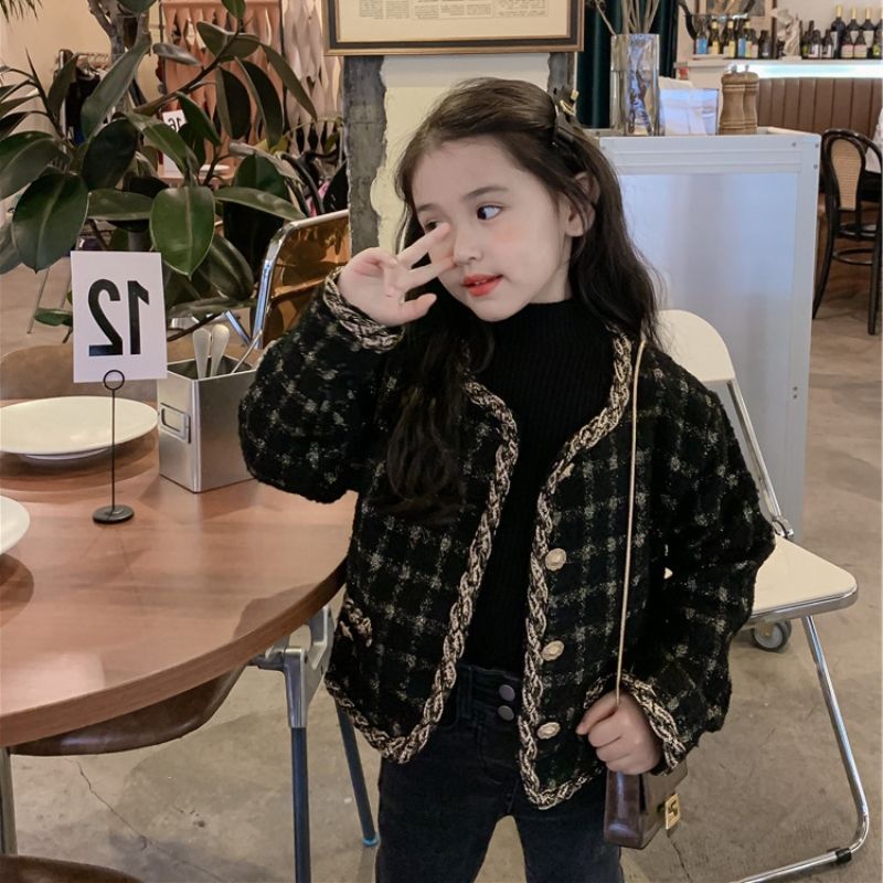 Girl Jacket Girls' Coat Plaid Classic Style