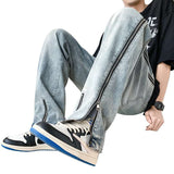 Unisex Jeans High Street Split Straight Pants