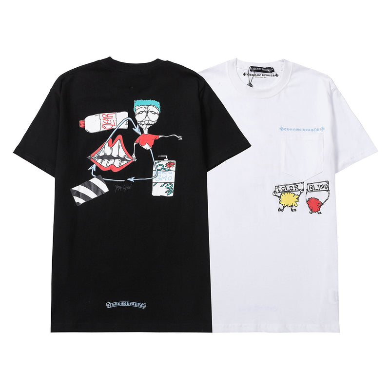 CHH Chrome Heart T Shirts Crowe Summer Short Sleeve Hip Hop Men's and Women's T-Shirts