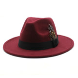 Walter White Hats Fashion Couple Feather Woolen Top Hat Flat Brim Big Brim Jazz Hat