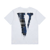 Vlone T Shirt Plaid Big V Letter