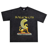 Rock Star T Shirt Raekwon Printed T-shirt Short Sleeve Loose Washed-out Distressed Men and Women