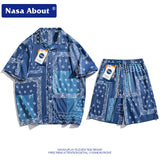 Nasa Tracksuit Short-Sleeved Shorts Suit Male Student Ruffle Handsome Casual
