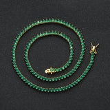 Zircon necklace three prong emerald tennis chain