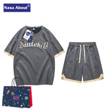 Nasa Tracksuit Leisure Sports Suit Men's Summer Couple Short-Sleeved T-shirt Women
