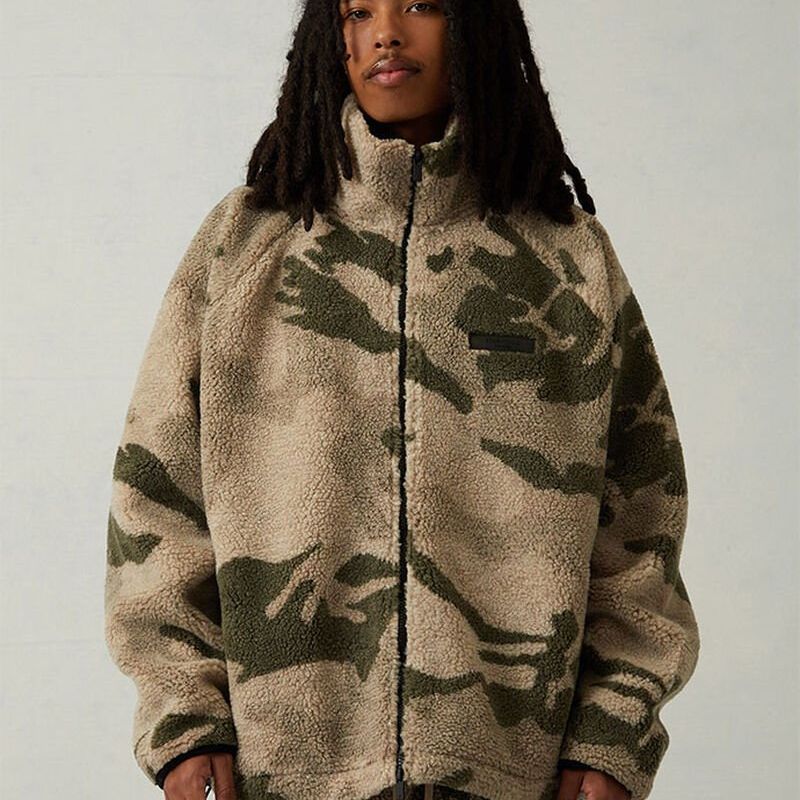 Fog Essentials Sweatshirt Lamb Wool Zip Cardigan Jacket