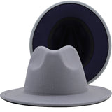 Walter White Fedora Woolen Hat Double-Sided Color Matching Felt Cap Flat Brim Fedora Hat