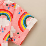 Girl Dress Children's Skirt Style Knitted Cotton Girls' Short Sleeve Dress Cartoon Print