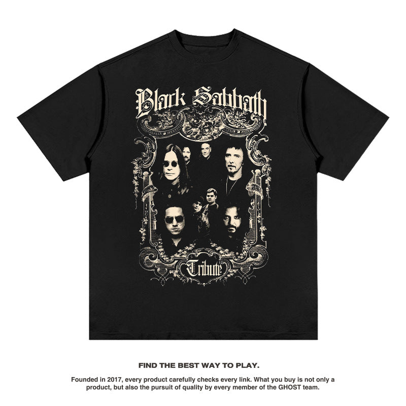 Rock Band T Shirt Short-Sleeved T-shirt Washed Old