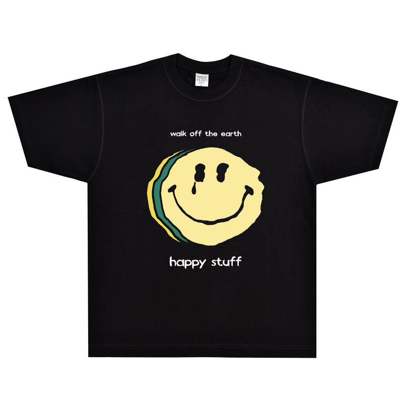 Rock Star T Shirt Walk off the Earth Happy Stuff T-shirt Rock Band Smiley Face American Style Loose Short Sleeve