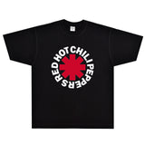 Rock Star T Shirt T-shirt Red Chilli Band Rock American Street Loose Short Sleeve