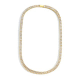 Zircon necklace glossy spring buckle rectangular zirconium single row tennis chain