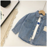 Boy Jacket Boys' Spring Fashionable Jacket Denim Shirt Korean Style Versatile Children Shirt