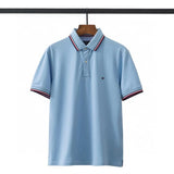 Tommy T Shirts Tommy Cotton Collar Men's Slim-Fit Short-Sleeved Color Collar Polo Shirt