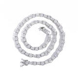 Zircon necklace square and round mixed inlaid zircon tennis chain