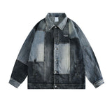 Unisex Baseball Jersey Washed Old Denim Jacket Casual Lapel Jacket