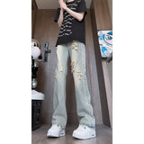 Unisex Jeans Ripped Jeans Vintage Slim Trousers Casual Straight Pants