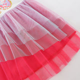 Girl Dress Girls' Summer Cartoon Printed Mesh Children Shirt round Neck Lace